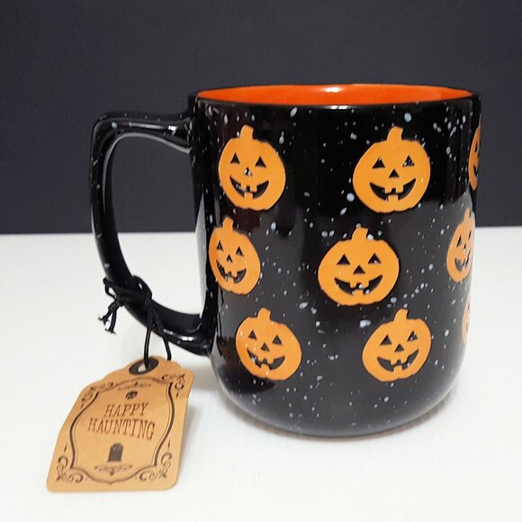 NEW Global Design Speckled Jack O Lantern Mug 16 OZ Halloween - Picture 4 of 6